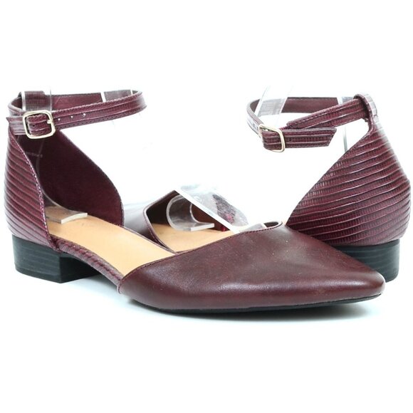 Lane Bryant Women's 10 WIDE Two-Piece Ankle Strap Pointy Toe Flat Shoes Office - Picture 1 of 8